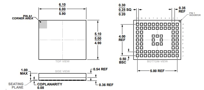 機械図面 - Analog Devices Inc. ADuCM355高精度アナログマイクロコントローラ